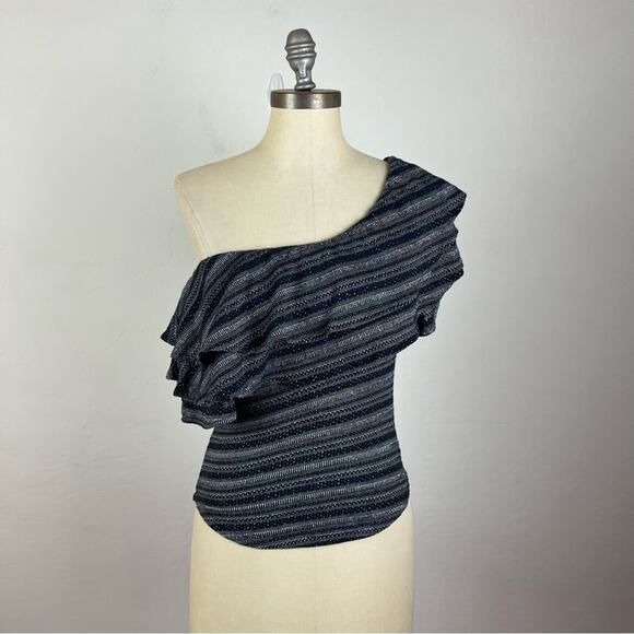 Free People Heirloom Ruffle Top in Black Combo - Picture 2 of 8